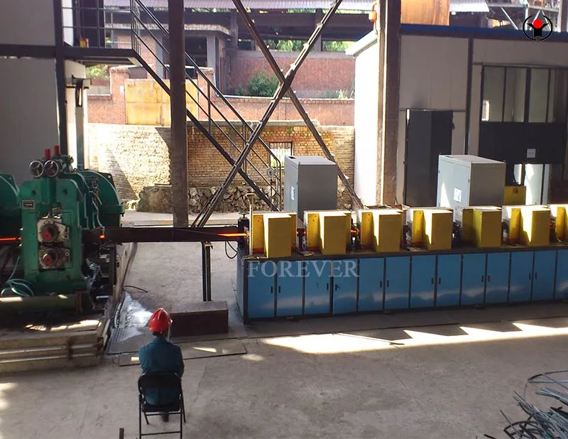 Hot rolled threaded rod induction heating machine